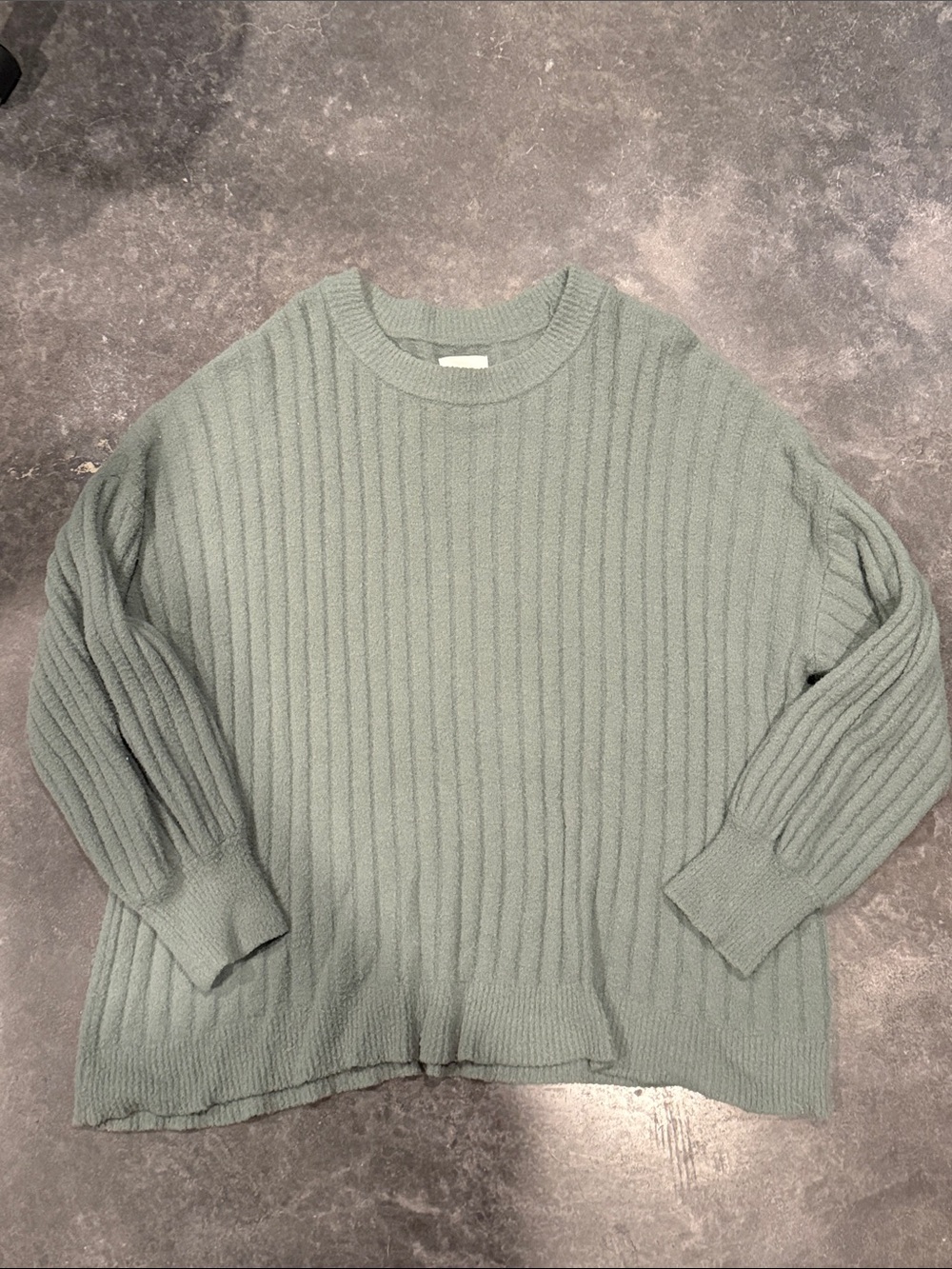 Relaxed Ribbed Crewneck Sweater - olive Sage Green